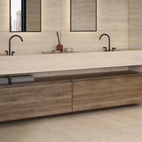 Vloertegel 60x120 cm Travertinlook Rimini Taupe N126 als badkamertegels