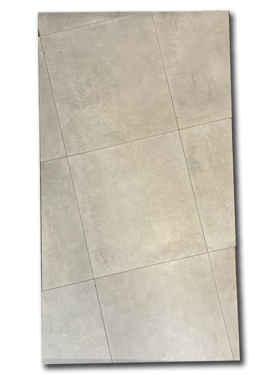 Vloertegel 60x60 cm betonlook Colu wit DC29 gelegd op de vloer