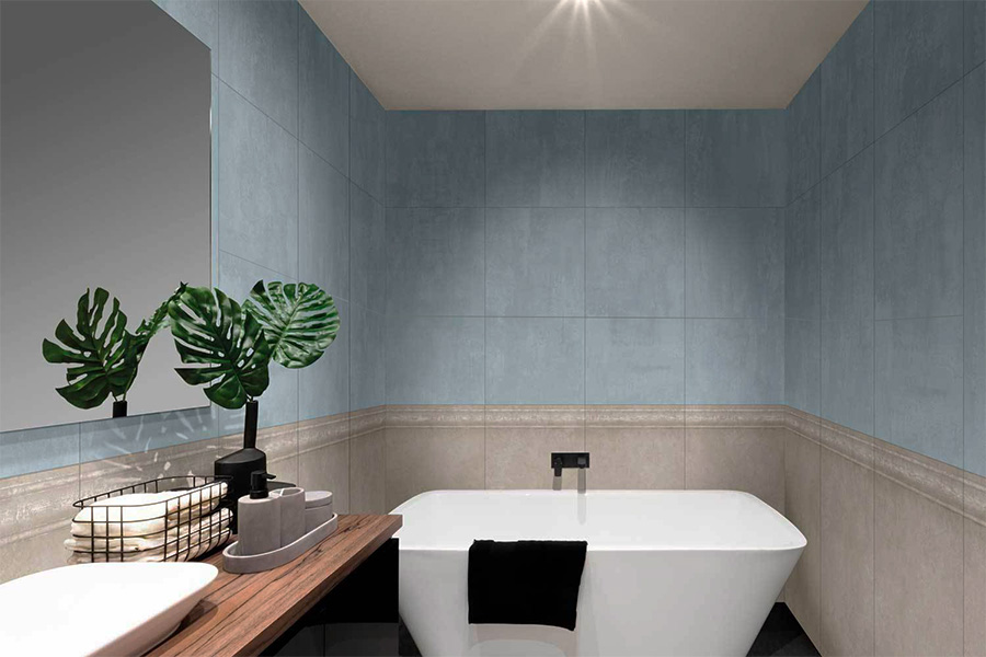 Vloertegel 80×80 cm Metallook Alloy Vintage Blauw DC105 gebruikt als wandtegels - inspiratiefoto Vloertegel 80×80 cm Metallook Alloy Vintage Blauw DC105 - inspiratiefoto
