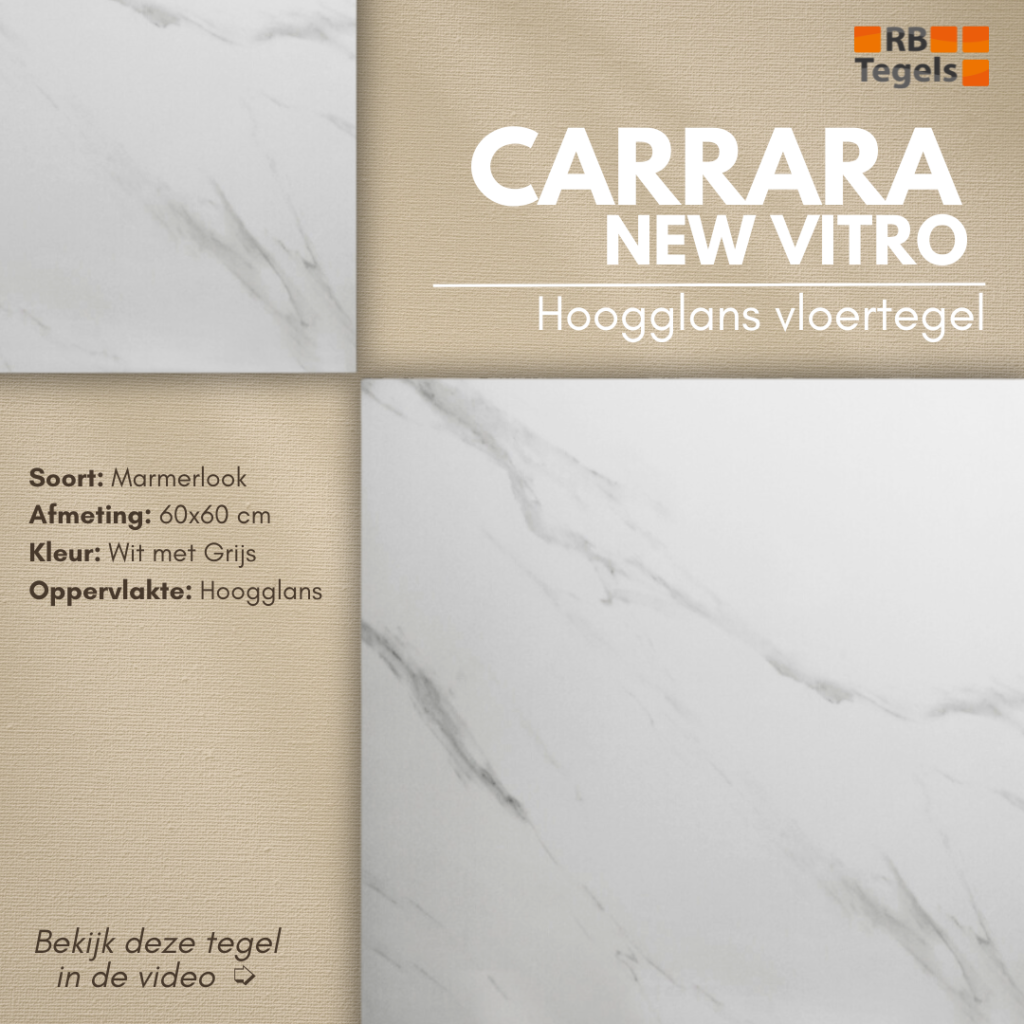 Vloertegel Carrara New Vitro - bekijk de video op RBTegels Instagram