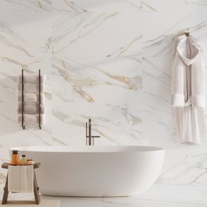 Vloertegel Marmerlook Bahrein Goud R108 als badkamertegels gelegd_inspiratie foto