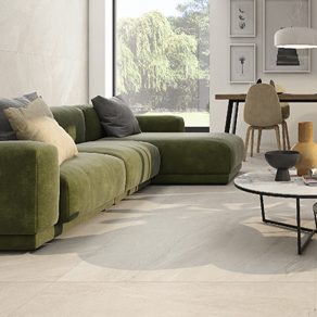 Vloertegel Natuursteenlook Ardosia Taupe beige R114 als woonkamertegels gebruikt_inspiratie foto