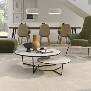 Vloertegel Natuursteenlook Ardosia Taupe beige R114 in de woonkamer gelegd_inspiratie foto