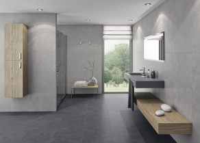 Vloertegel Nexus anthracite en Nexus Pearl Mate van Cifre Ceramica