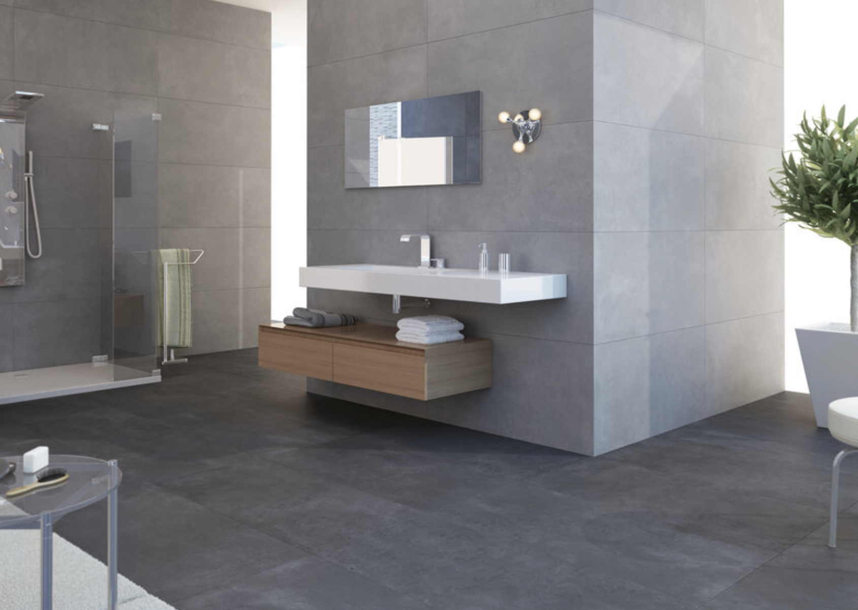 Vloertegel Nexus anthracite en Nexus Pearl van Cifre Ceramica Vloertegel Nexus anthracite en Nexus Pearl van Cifre Ceramica