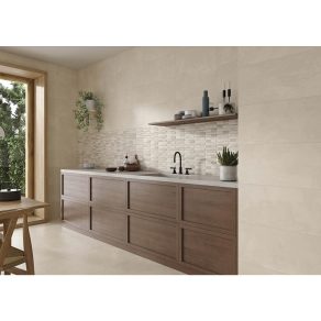Vloertegel betonlook Iwaki beige N33 als keukentegels gelegd_inspiratie foto