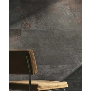 Wand betegeld met vloertegel 30x60 cm Metallook Sassuolo Roest bruin M30