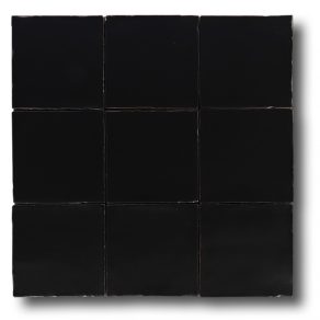 Wandtegel 13x13 cm Handvorm Baltimore mat zwart RBT65 - ook in hoogglans verkrijgbaar.
