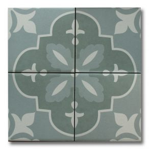 Vloertegel 15x15 cm Portugese decor Fleur aqua blauw A355