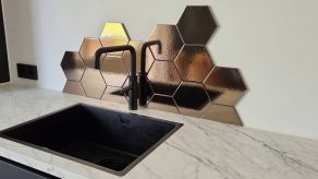 Wandtegel 15×17 cm Hexagon martini goud achterwand keuken RBT42