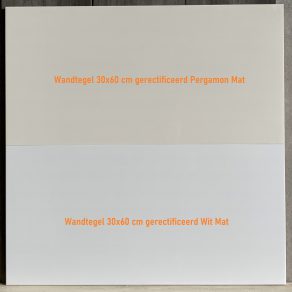 Wandtegel 30x60 cm gerectificeerd Pergamon Mat en Wit Mat kleur vergelijking