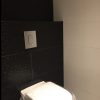 Wandtegel 33x65 cm shine zwart op het toilet