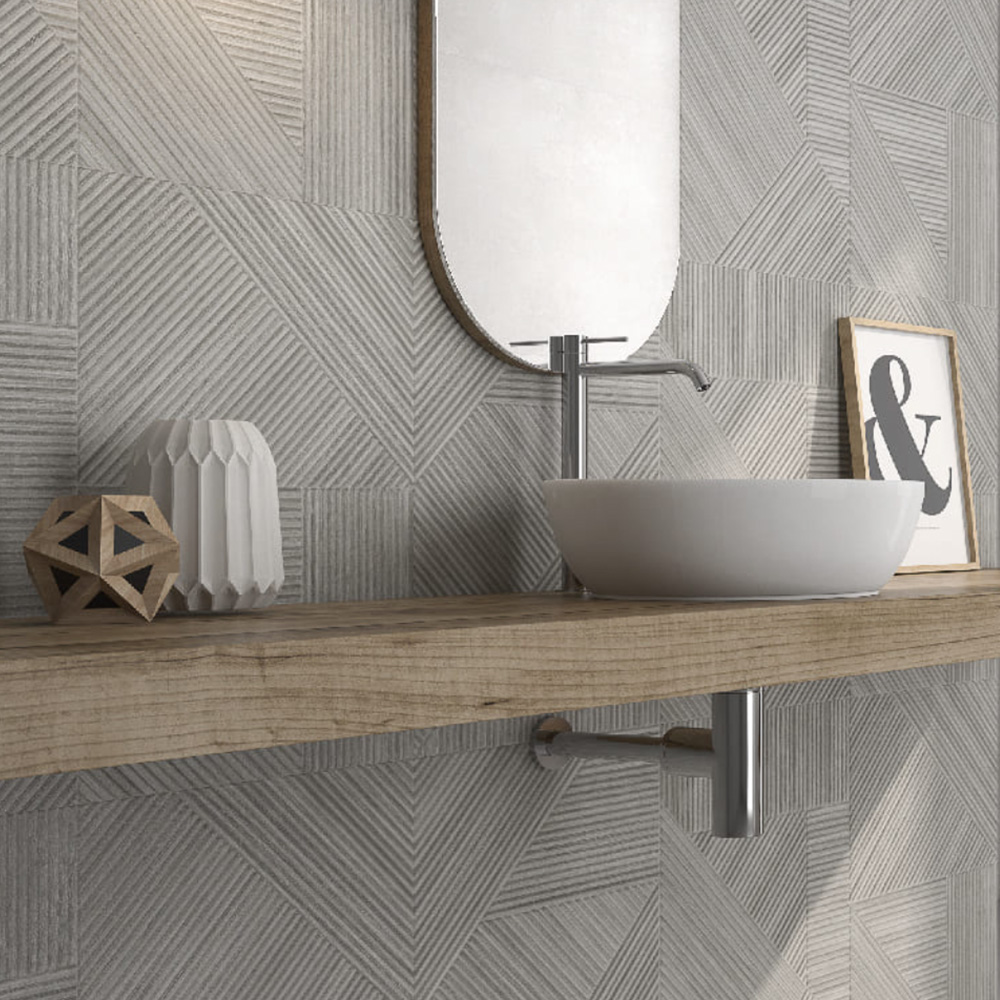 Wandtegel 60x120 cm Houtlook Decortegel Licht Grijs R124 als badkamer wandtegels gelegd_inspiratie foto