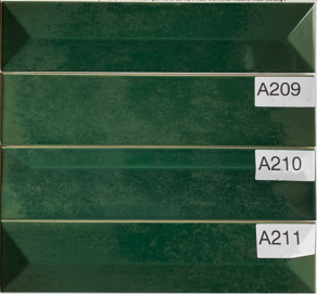 Wandtegels 7,5x30 cm Glans Egaal Groen A209 A210 A211