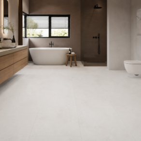 Vloertegel 60x120 cm Betonlook Core Mat Wit NR8 in badkamer