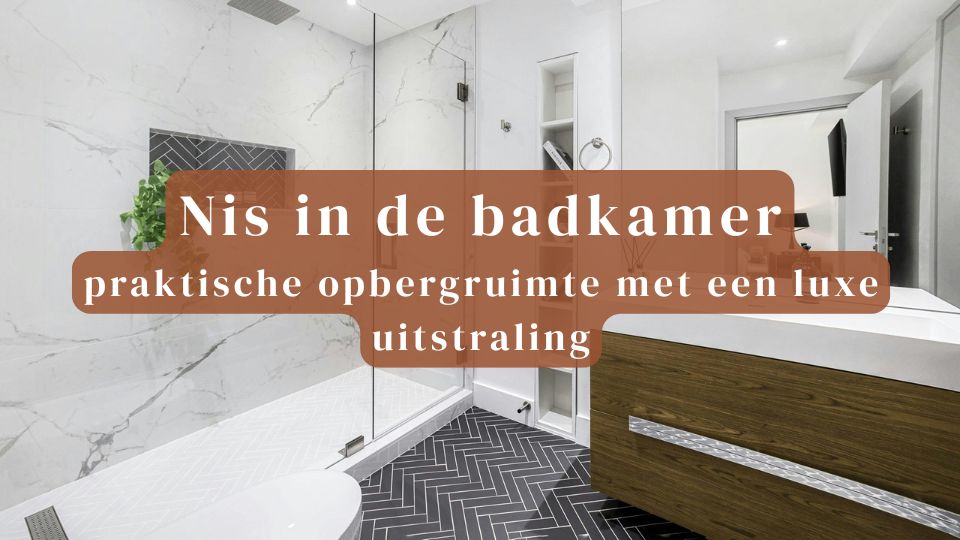 nis badkamer betegeld met wandtegels visgraat in zwarte kleur en witte voegen